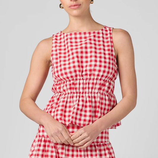 Gingham Cinched Top