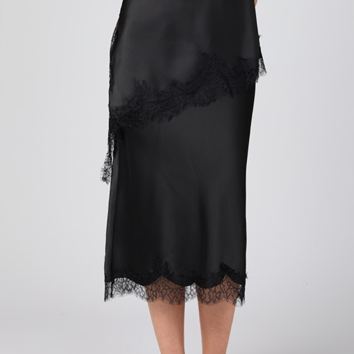 Lace Trim Skirt - Black