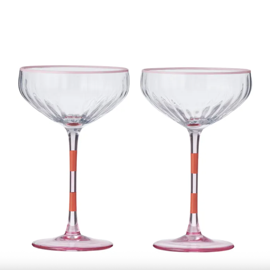 Lena Coupe Cocktail Glasse - Pink/Orange