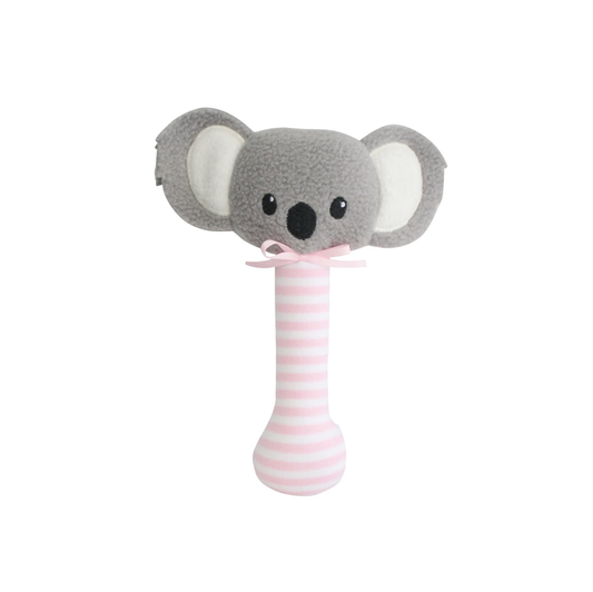 Koala Stick Rattle Pink Stripe