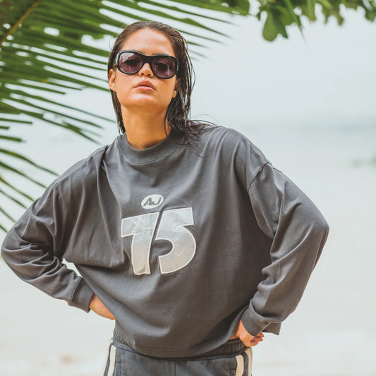 Daytona Long Sleeve Top - Washed Black