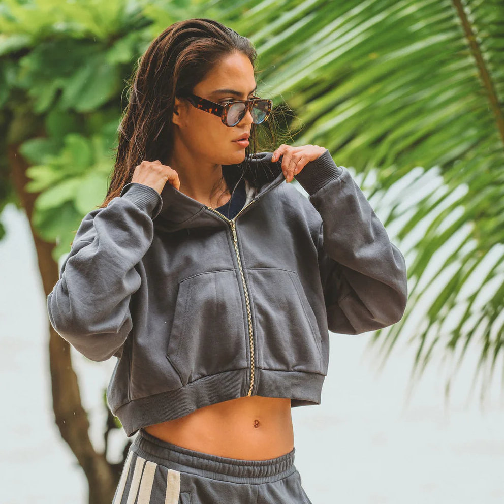 Zip Hoodie Washed Black