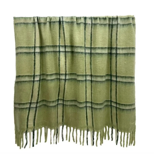 Wool Blend Throw - Sage Greeen