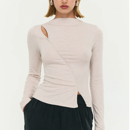 Alexi Oat Marle Assym Detail LS Top