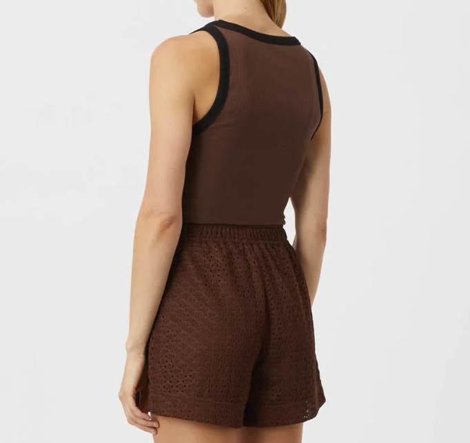 Nora Contrast Bind Scoop Neck Tank - Mocha/Black