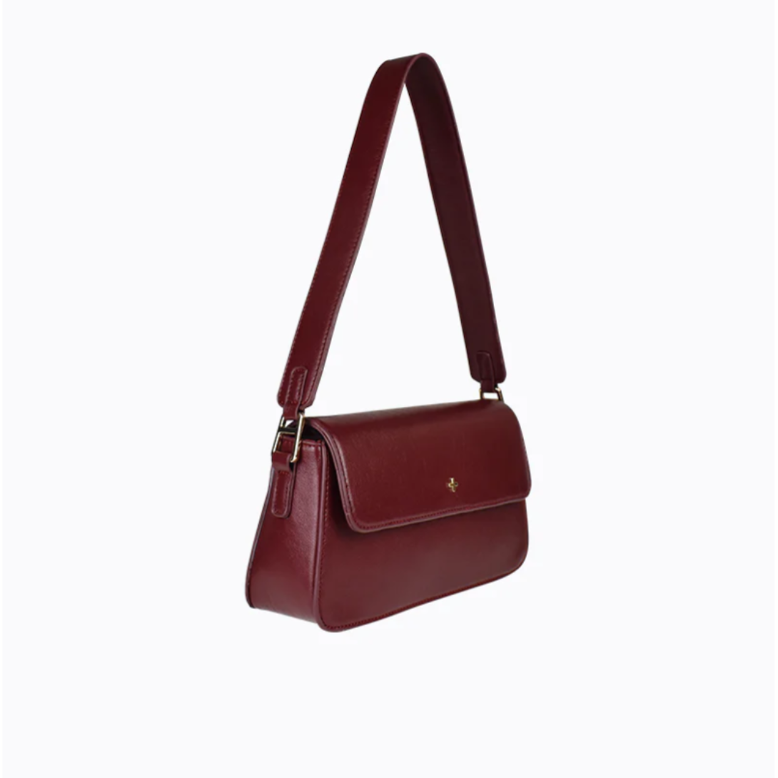 Jocelyn Flapover Shoulder Bag - Cherry