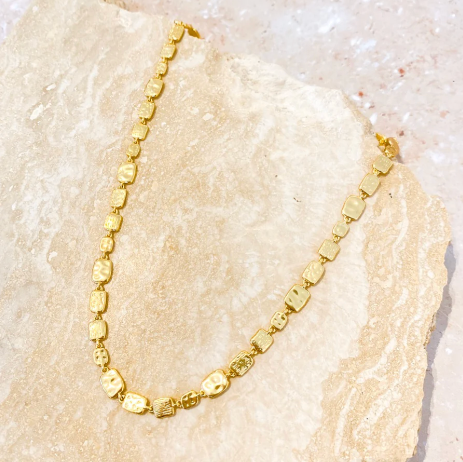 Hammered Plate Gold Plated Necklace