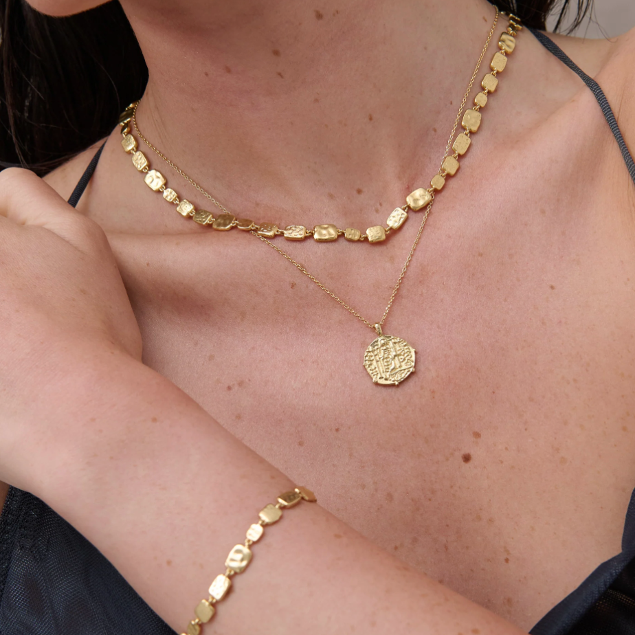 Hammered Plate Gold Plated Necklace