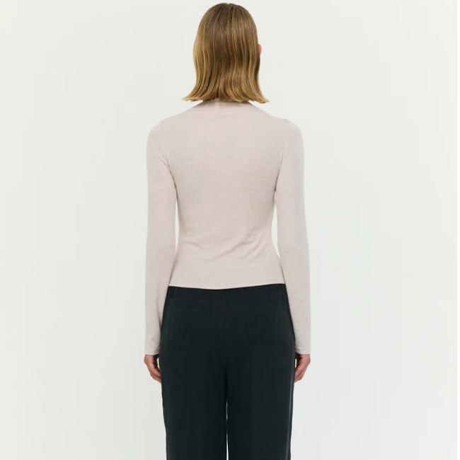 Alexi Oat Marle Assym Detail LS Top