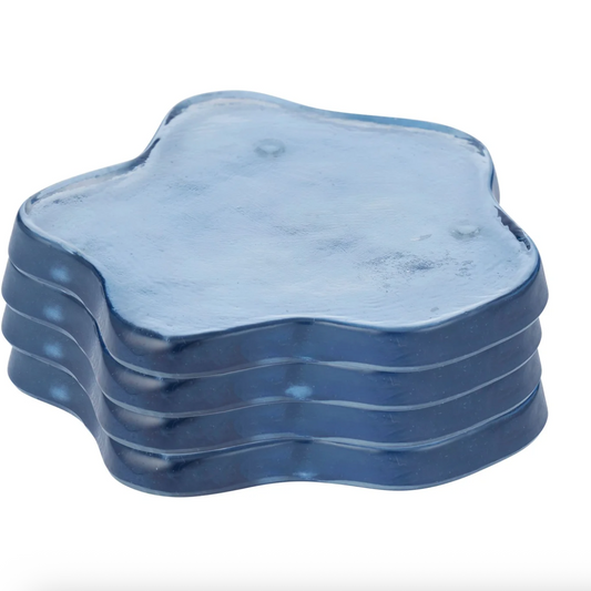 Bayou Set of 4 Glass Coasters Blue