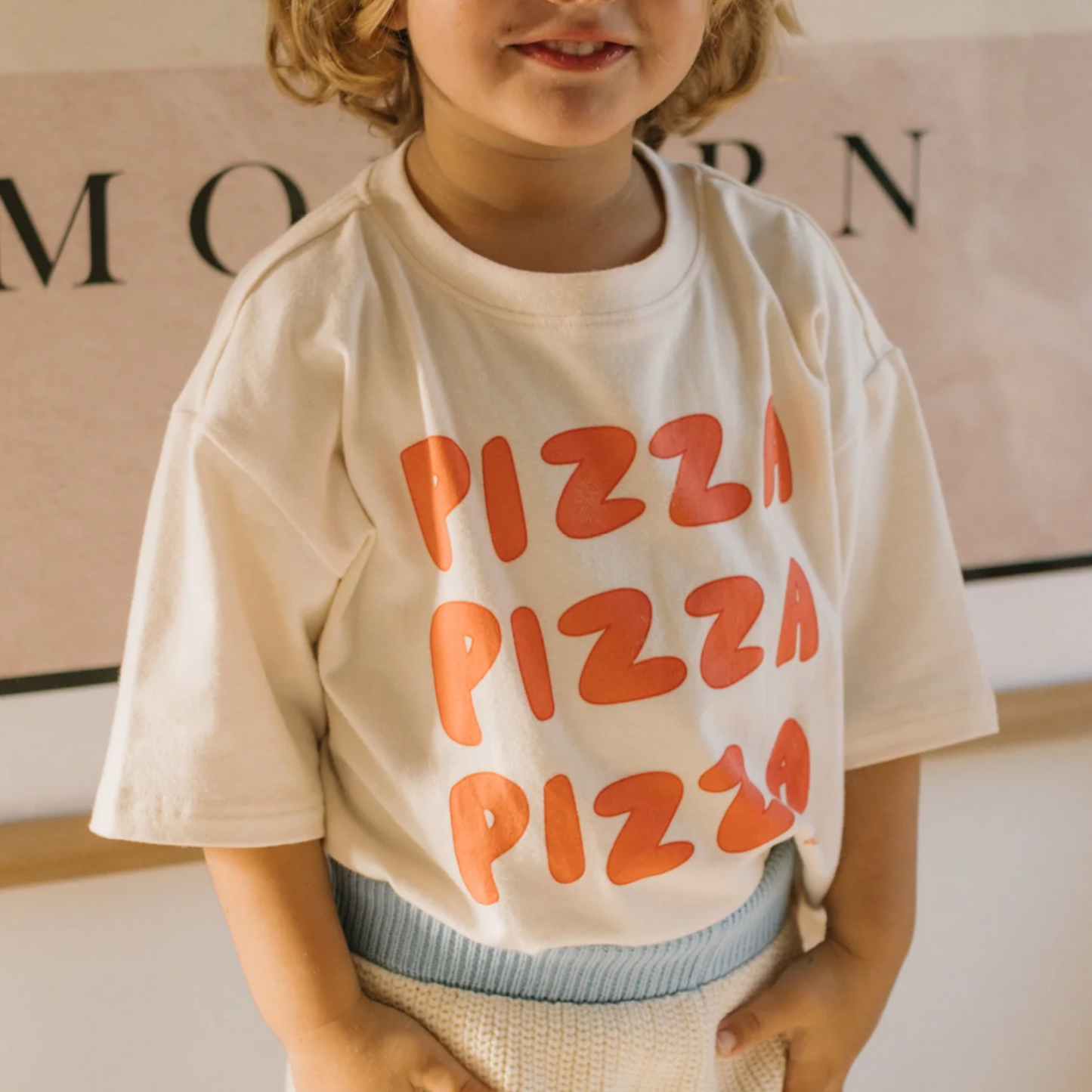 Pizza Mid Sleeve Tee - Eggnog