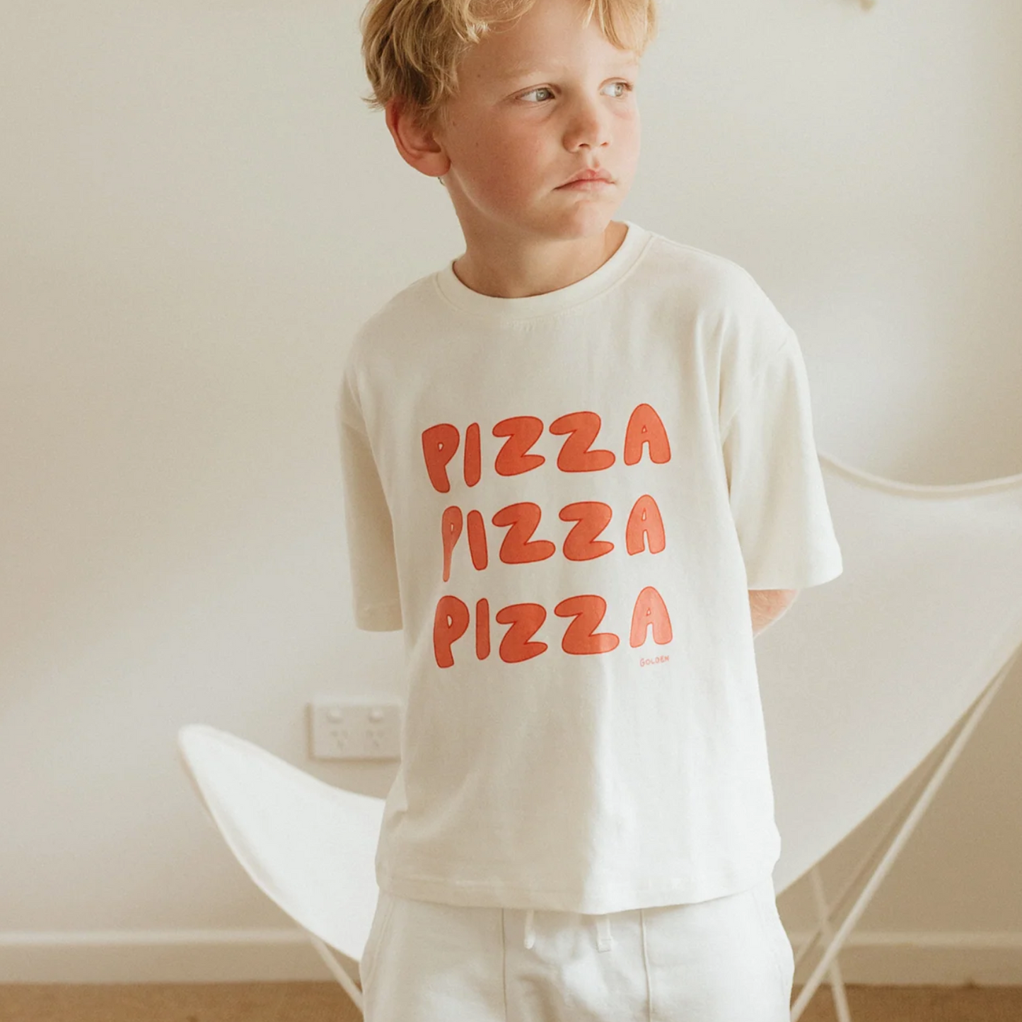 Pizza Mid Sleeve Tee - Eggnog