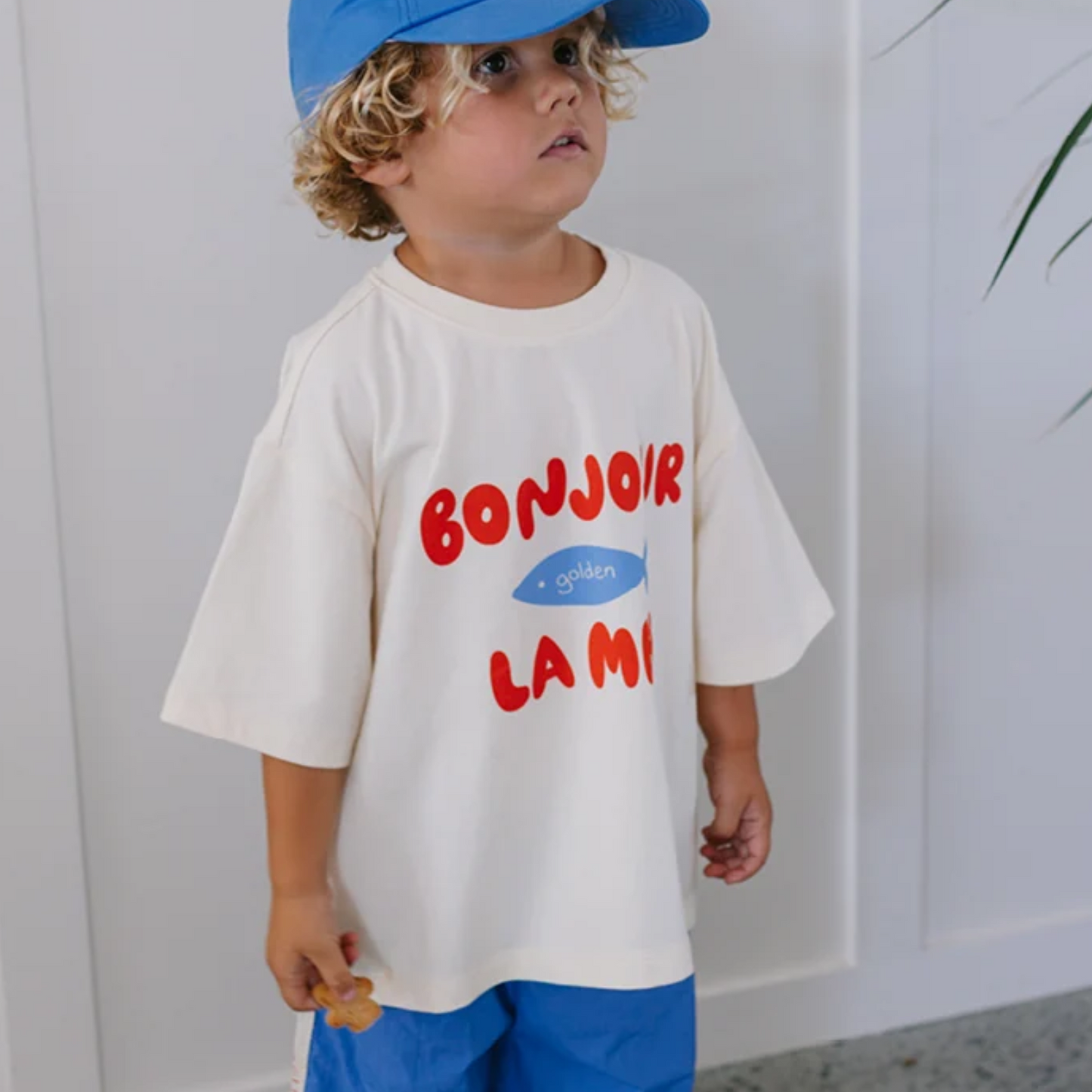 Bonjour La Mer Mid Sleeve Tee Buttercream