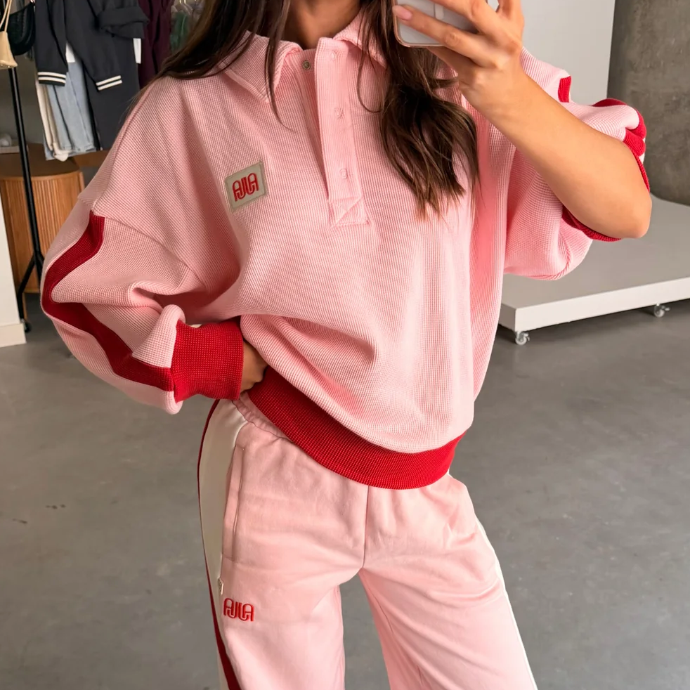 Waffle Splice Sweatshirt Ballet Pink