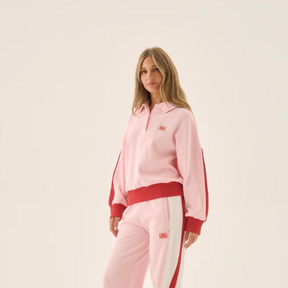 Waffle Splice Sweatshirt Ballet Pink