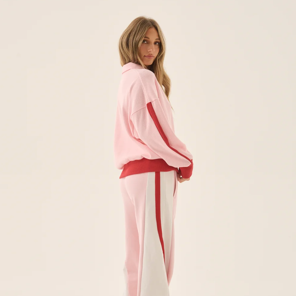 Waffle Splice Sweatshirt Ballet Pink
