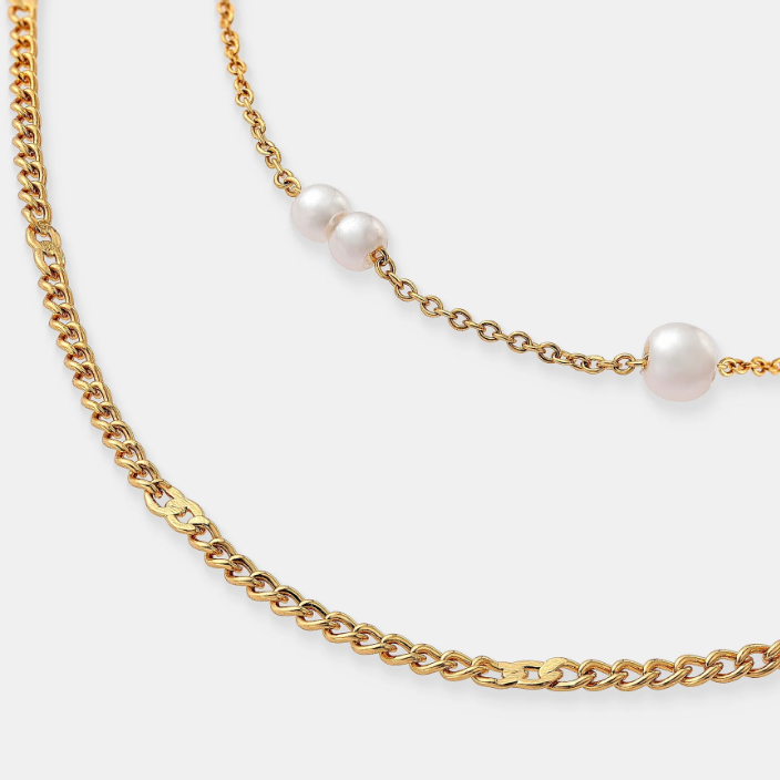 Sally Mini Pearl Layered 18K Gold Plated Necklace
