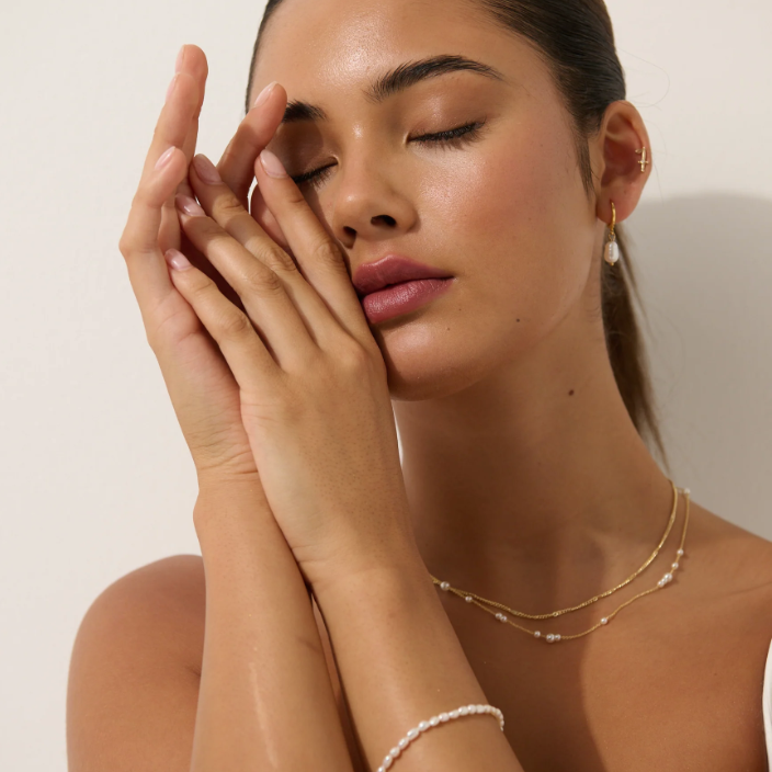 Sally Mini Pearl Layered 18K Gold Plated Necklace