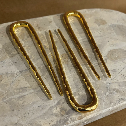 Louise Hammered French Pin in Gold