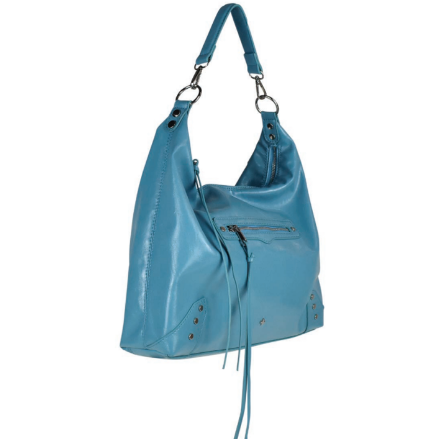 Infinity Hobo Bag - Turquoise Crinkle/Silver