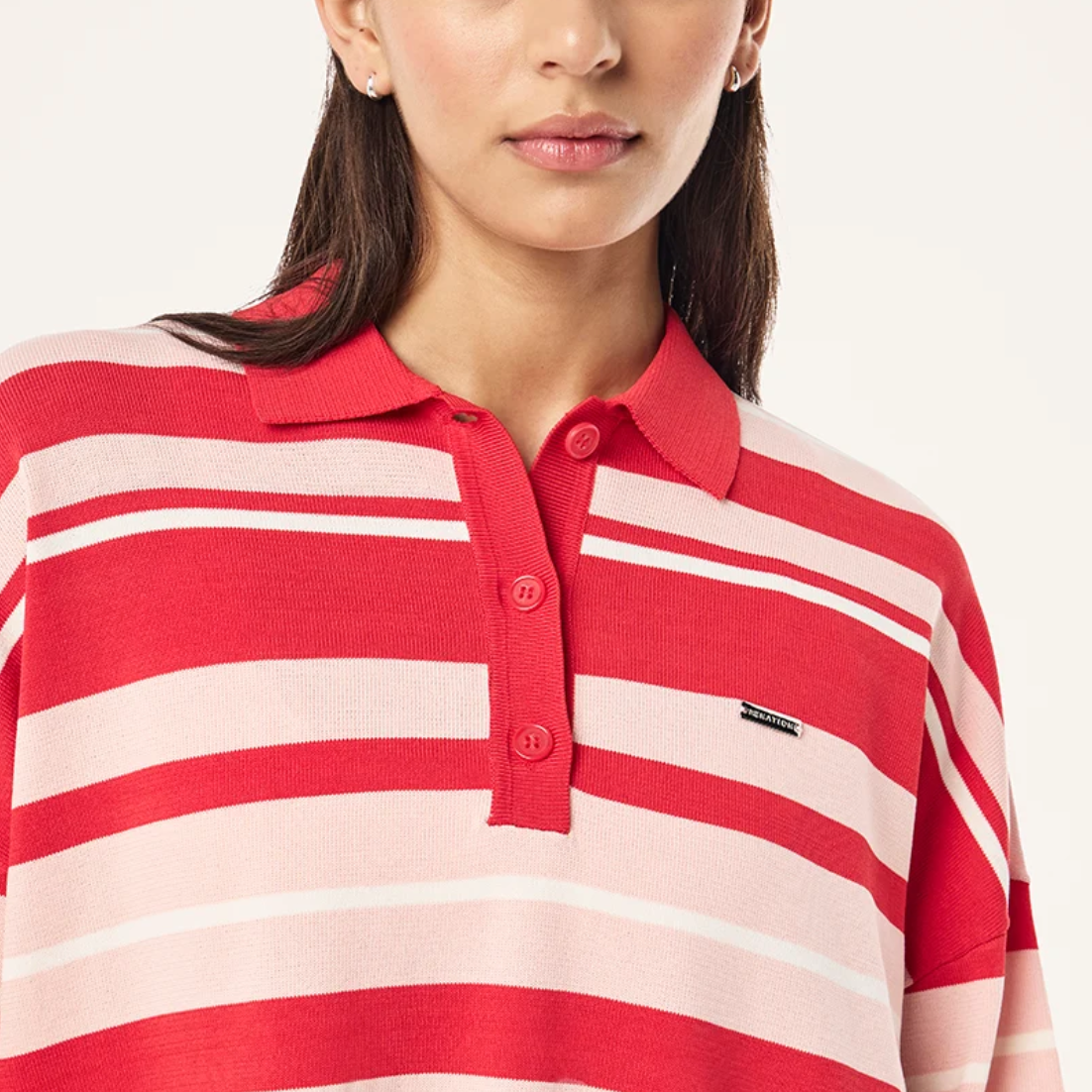 Strata rugby knit in strawberry stripe