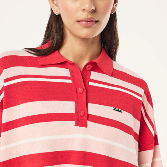 Strata rugby knit in strawberry stripe