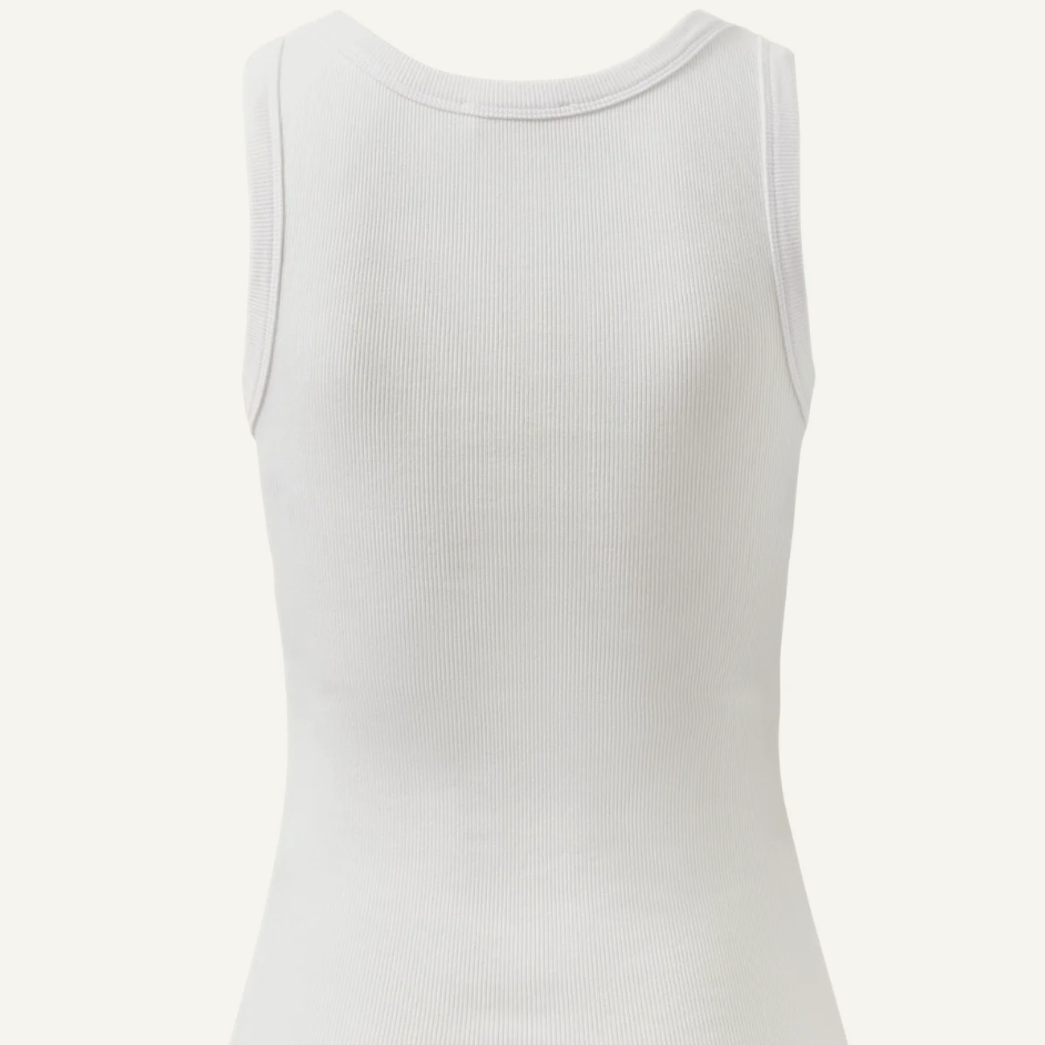 Zoe Contour Rib Scoop Tank - White