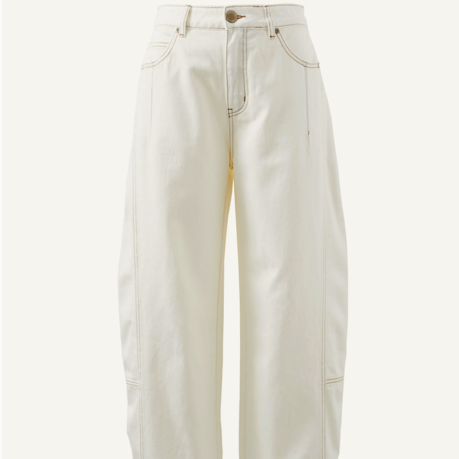 Demi Barrel Jean - White