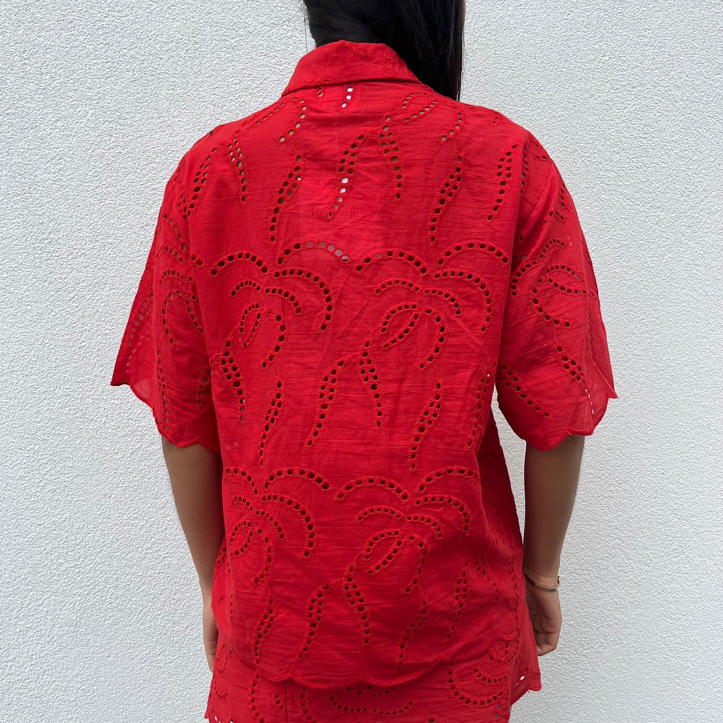 Broderie Anglaise Shirt - Red