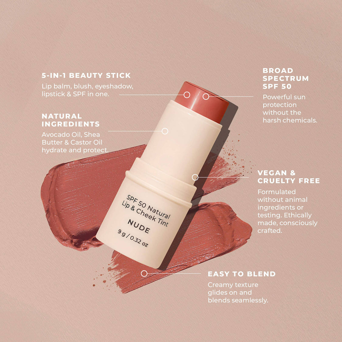 SPF 50 Natural Lip & Cheek Tint: Coral