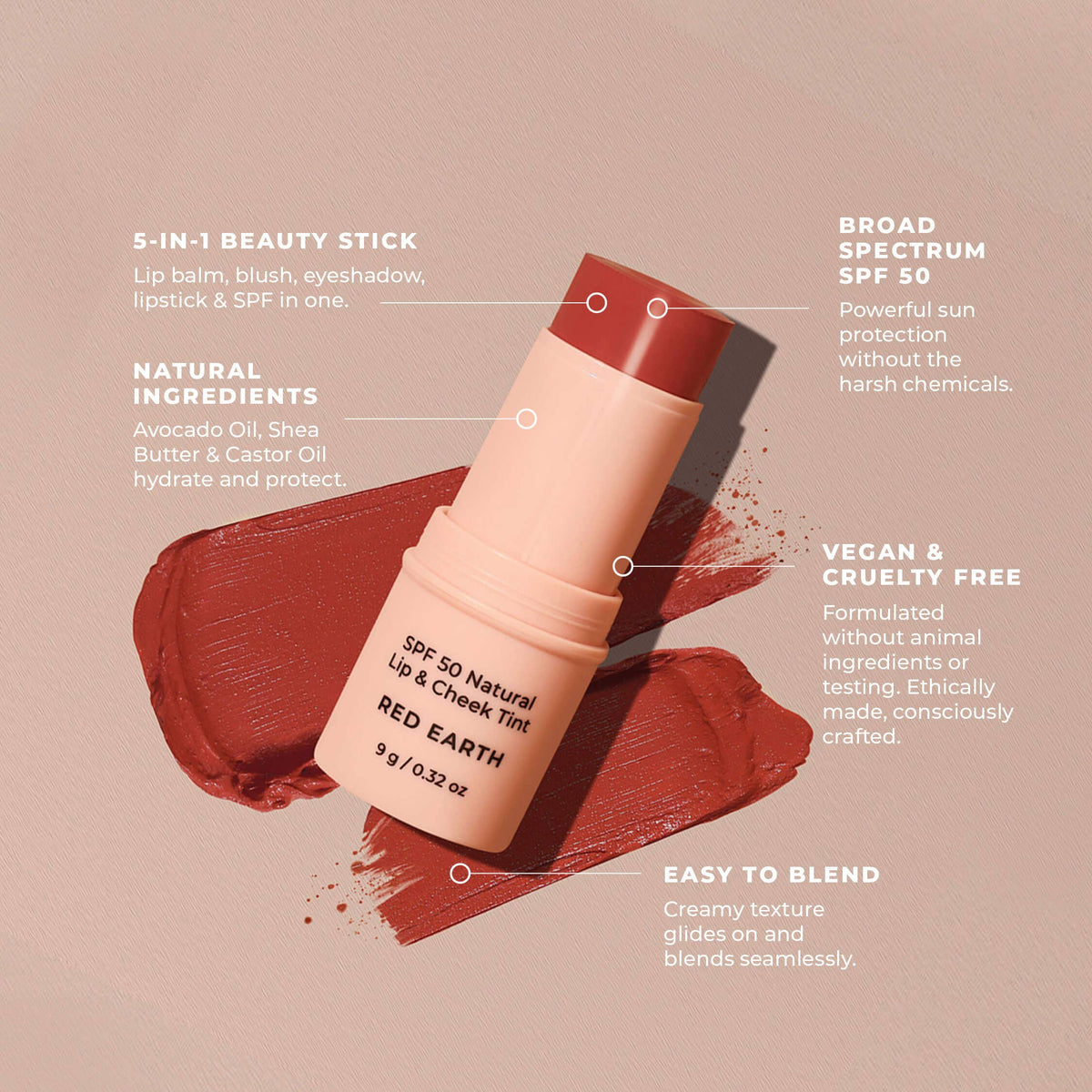 SPF 50 Natural Lip & Cheek Tint: Coral