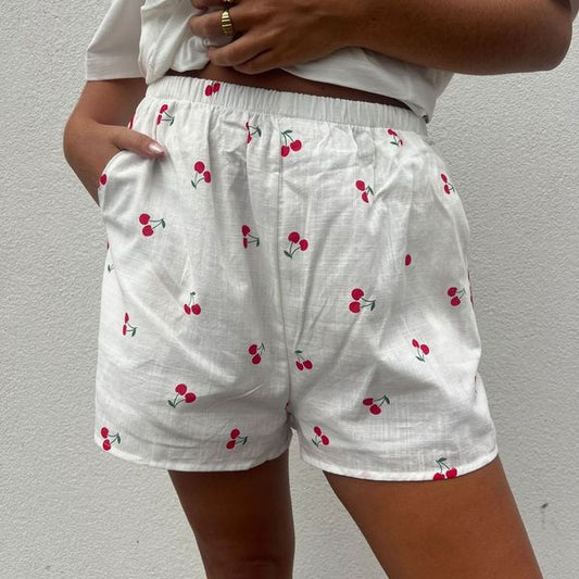 White Cherry Racer Short