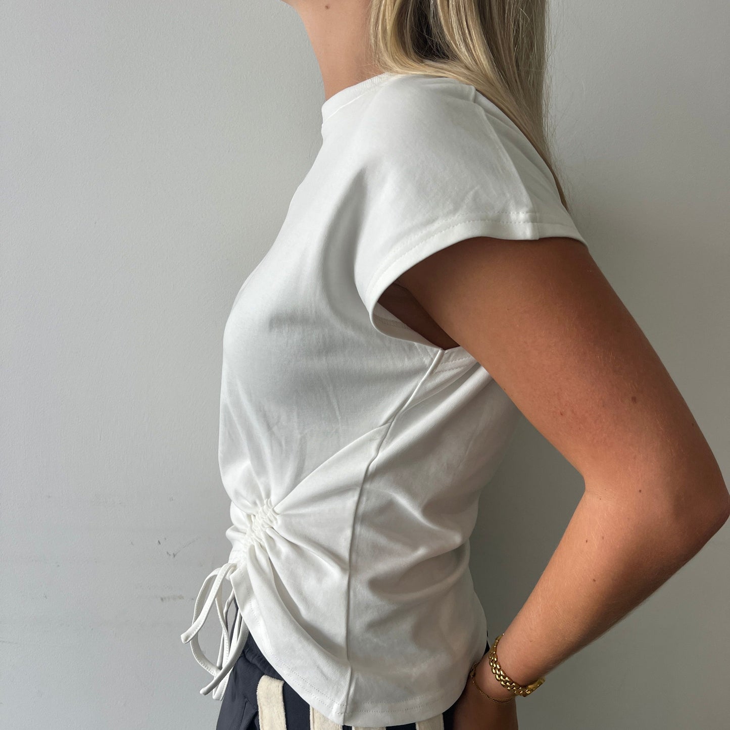 Lily Drawstring Tee - White