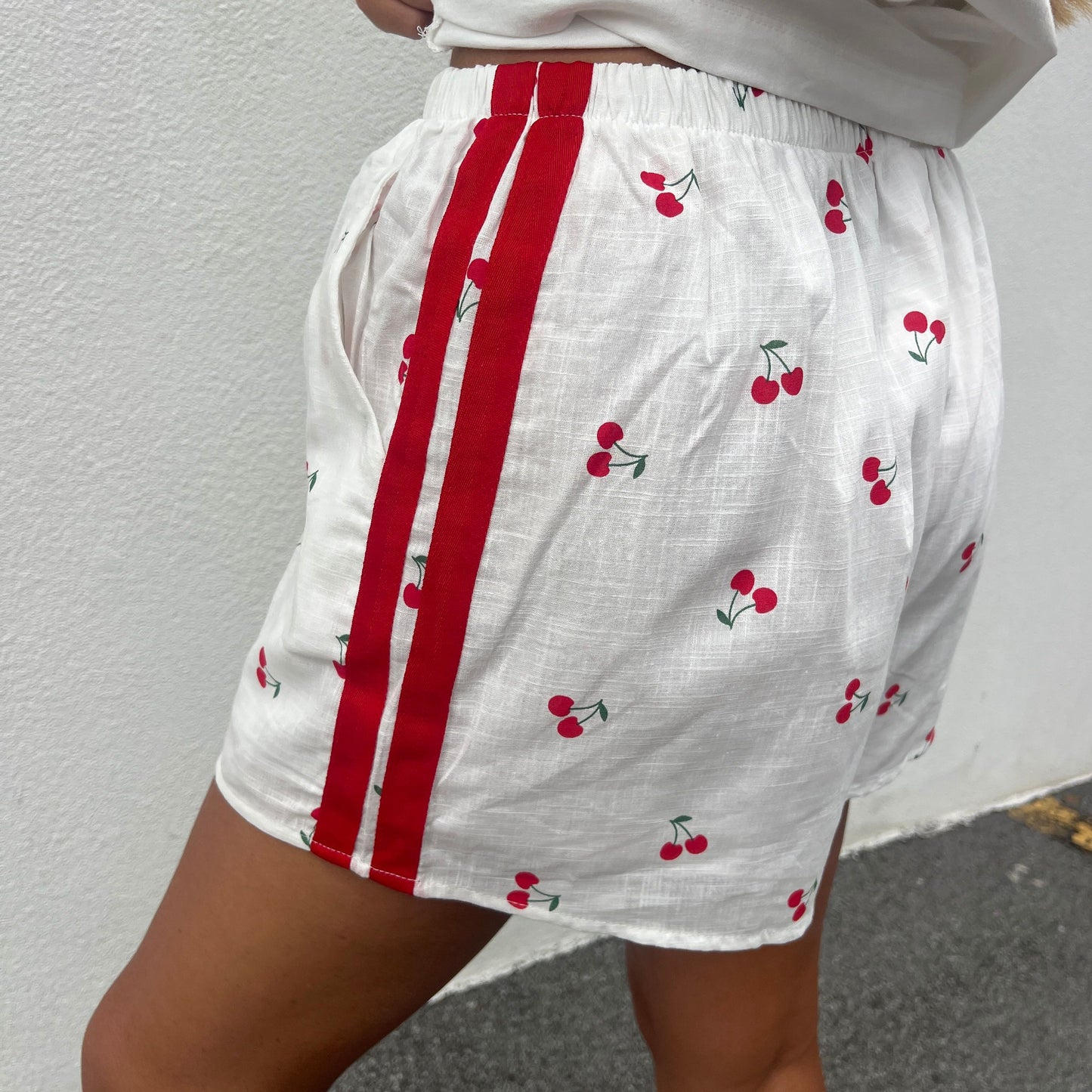 White Cherry Racer Short