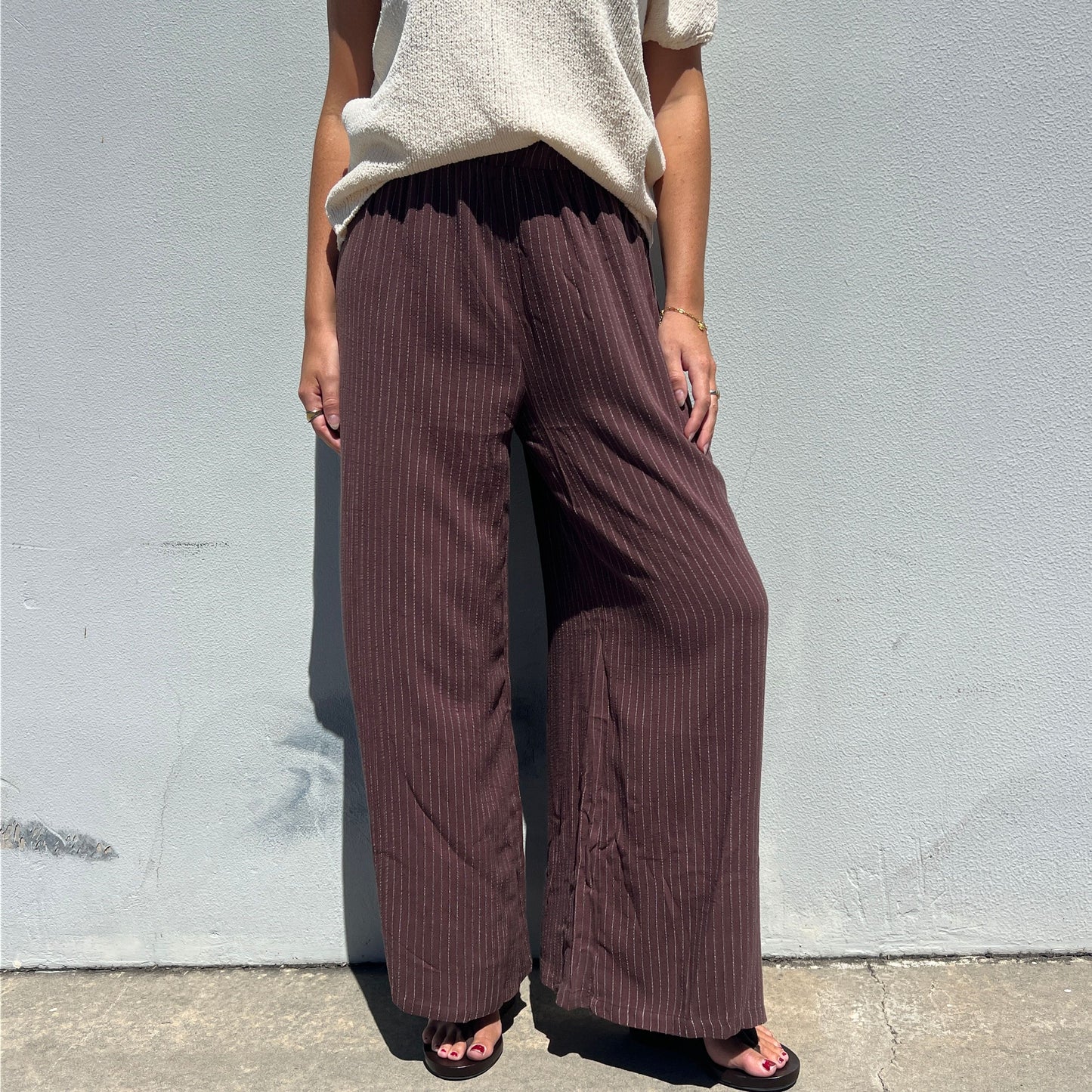 Striped Chocolate Linen Pant