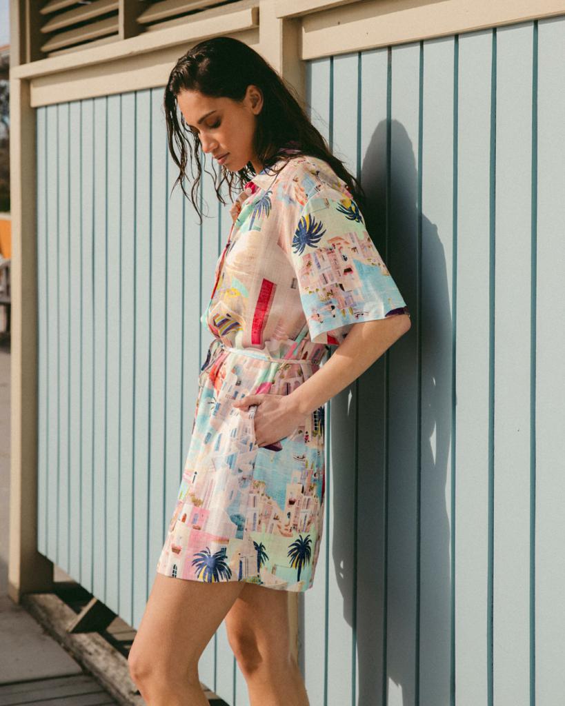 Sunny Santorini Shirt Dress