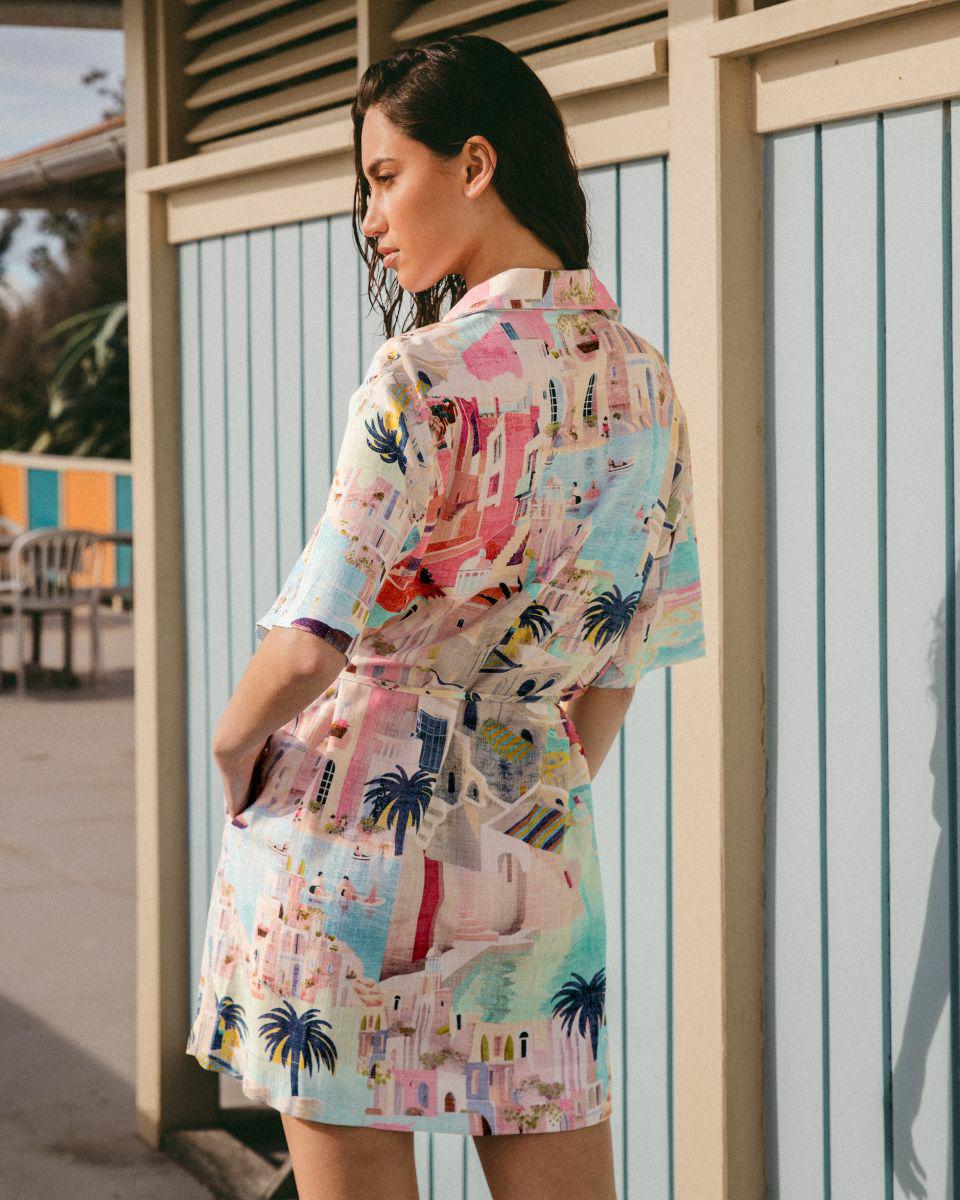 Sunny Santorini Shirt Dress