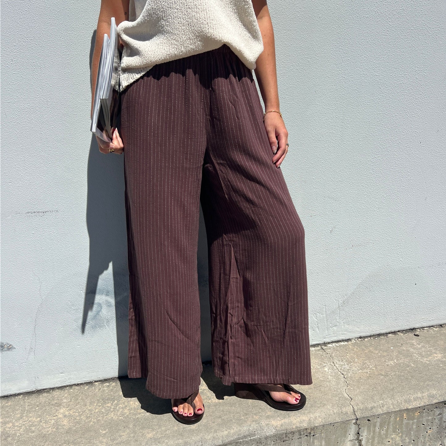 Striped Chocolate Linen Pant