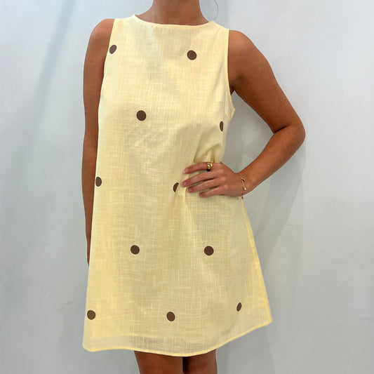 Olivia Mini Dress - Yellow/Choc