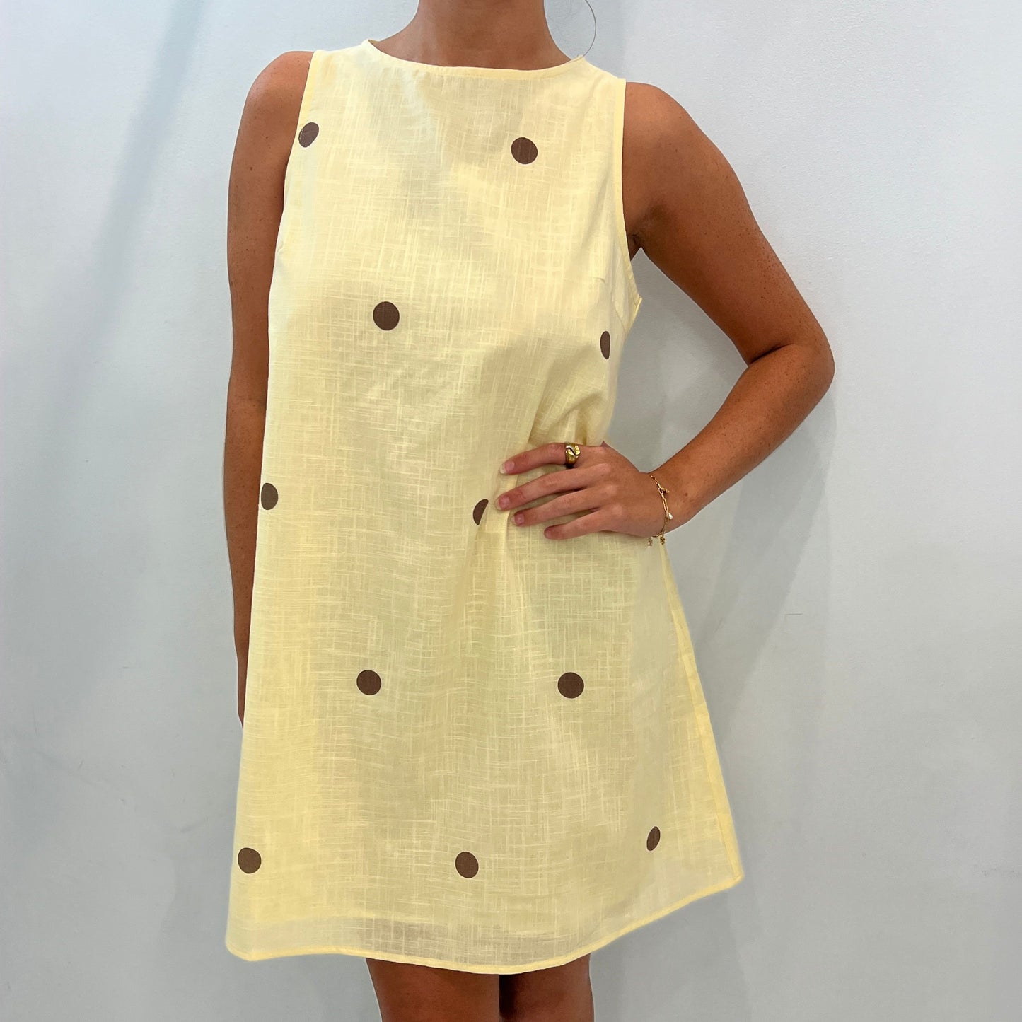 Olivia Mini Dress - Yellow/Choc