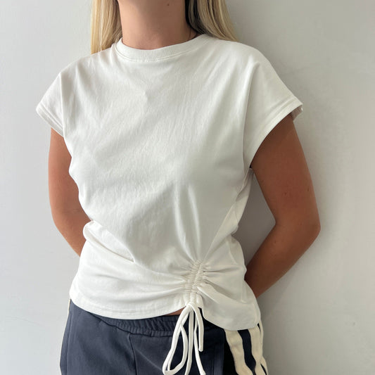 Lily Drawstring Tee - White