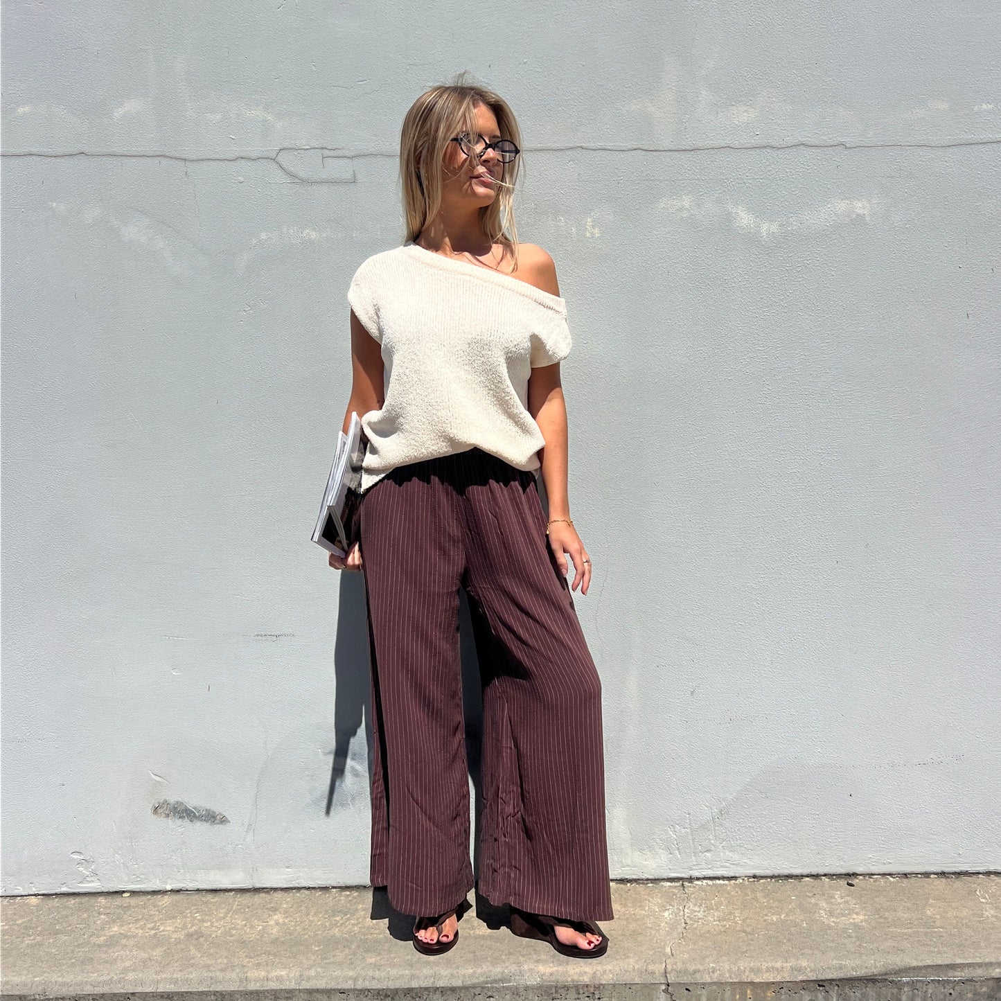 Striped Chocolate Linen Pant