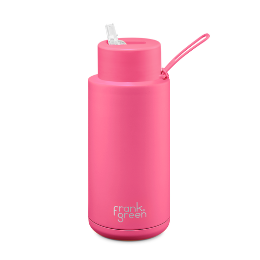 Frank Green - Neon Pink Straw Bottle 1L