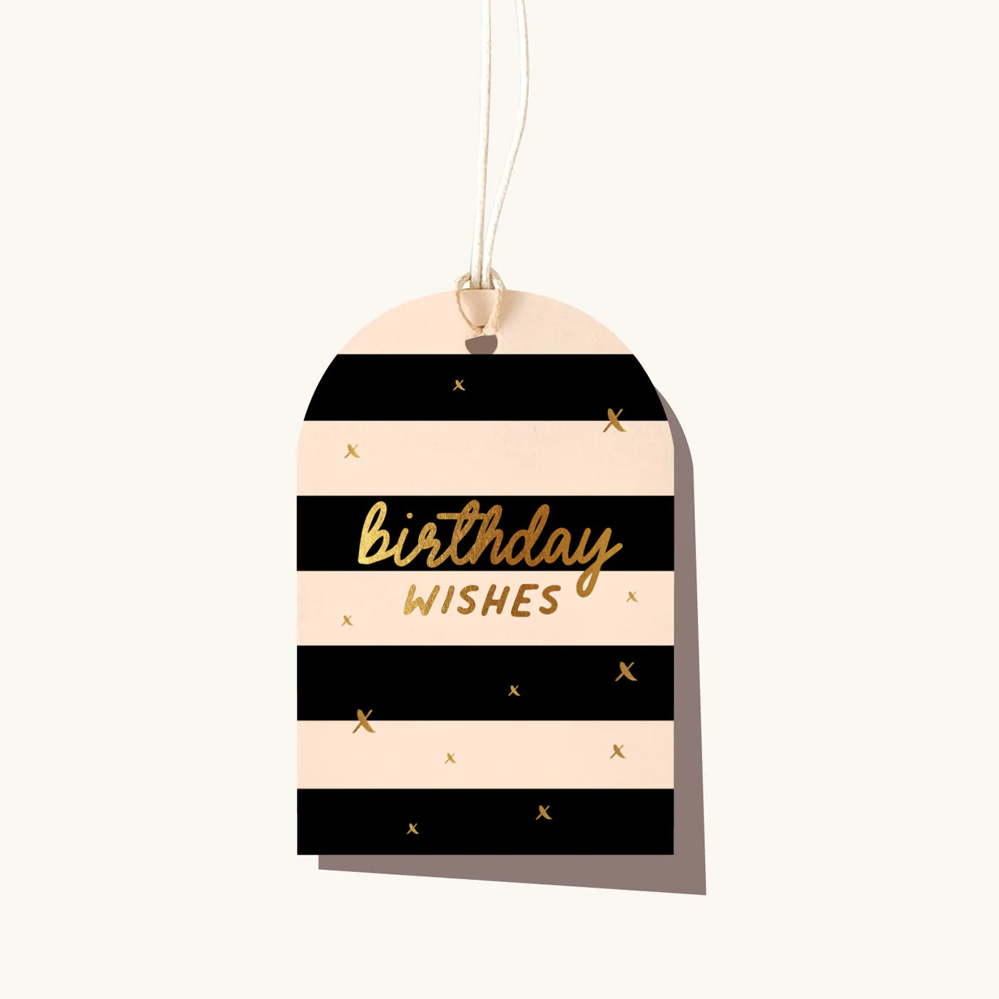 Gift Tag - Birthday Black/Creme Stripe